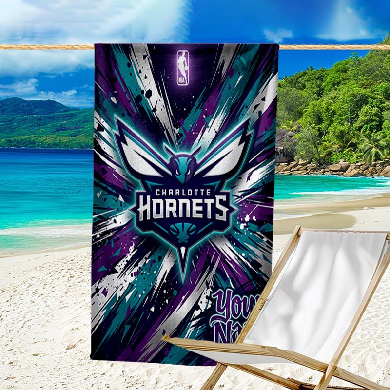 Custom Name Beach Towel Space Hornets Logo Beach Towel, Soft Microfiber, Gift for Her/Him, Birthday, for Pool, Beach, Travel, Fan gifts