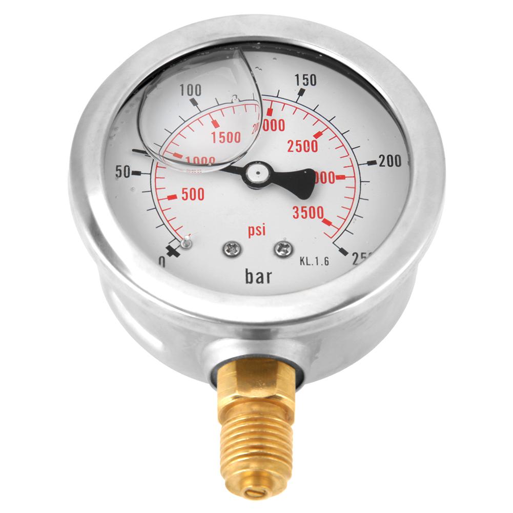 Metal Pressure Gauge 0-250Bar 3750PSI 0-600Bar 8500Psi 1/4" 63mm Dial Hydraulic Water Pressure Gauge manometer pressure measure