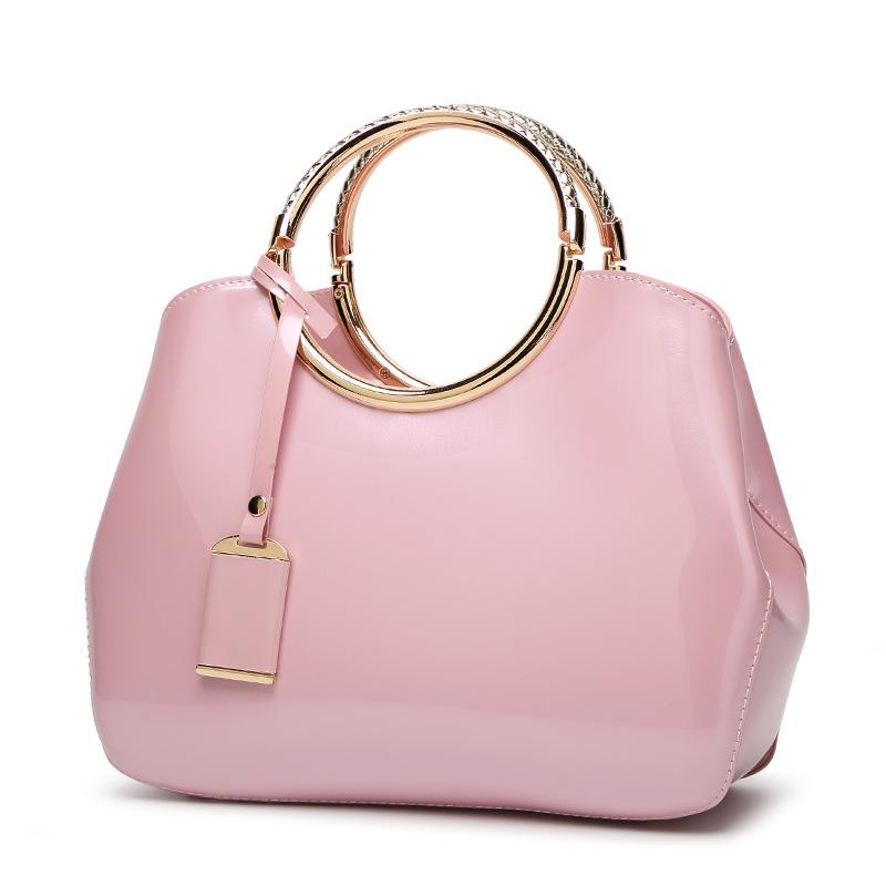 2019 Women's Shiny Patent Leather Shoulder Bag - European & American Fashion, Textured Handbag, Large Capacity