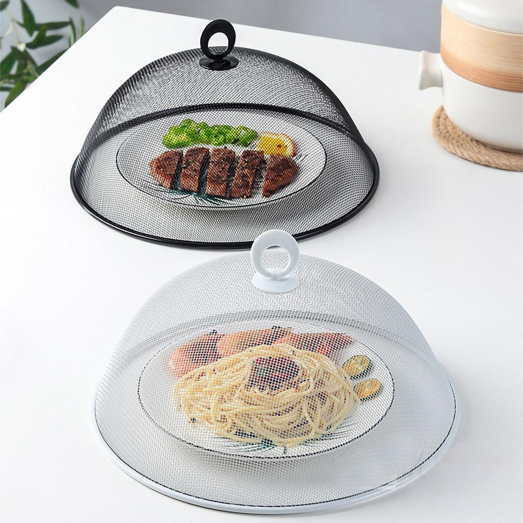 Food Cover Dense Mesh Design 180 Degree Rotatable Simple Iron Food Screen with Handle for Home