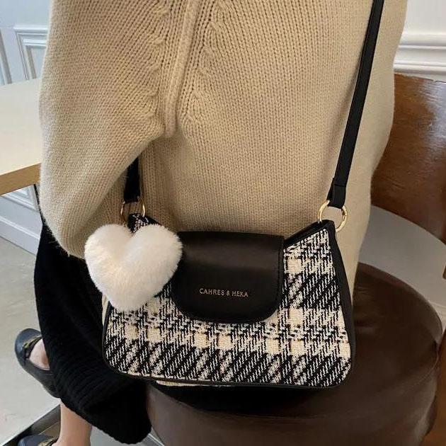 Damen Große Kapazität Ein-Schulter-Tasche Karomuster Umhängetasche Bürodamen Farbpassend Lässige Einkaufstasche