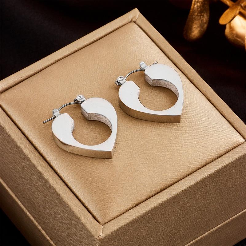Gold Plated Heart Hoop Earrings Stainless Steel