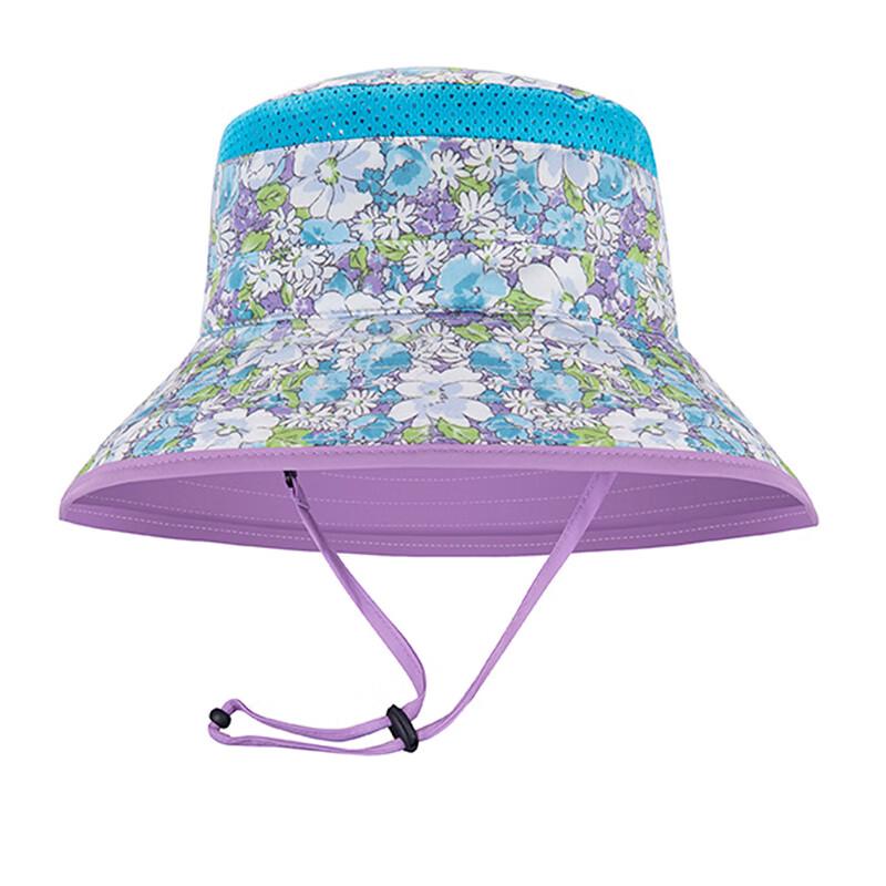 Kids  Purple Floral Sun Protection Bucket Hat M