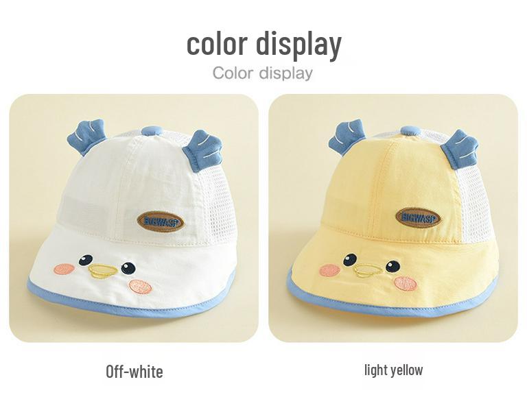 Cute Cartoon Semi-Mesh Children's Windproof Sun Hat - Versatile Outdoor Bucket Hat for Babies