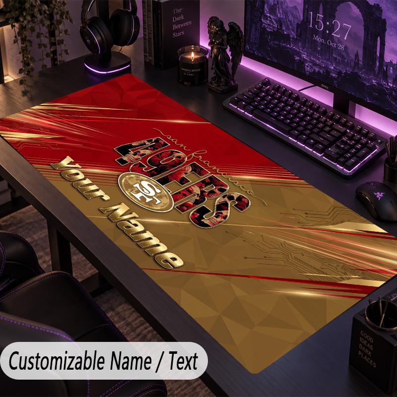 Large Mouse PadSan Francisco 49ers Custom Name Text Personalized Desk Mat Non Slip Gaming Pad