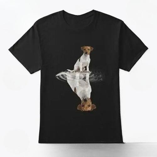 

Jack Russell Terrier Pattern Heart Dog Print T-shirt, New Women s Top, Women s Fun Summer T-shirt.Summer Streetwear Personali... 5XL різнокольоровий