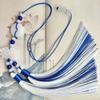 Chinese Style Peace Buckle Lotus Double Color Tassel Fringe Trim Beaded Sewing Accessories For Hanfu Waist Pendant