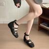 Niche fashionable personality silver versatile round head flat bottom inner height-increasing shoes women's ballet light mouth Mary Jane small single 