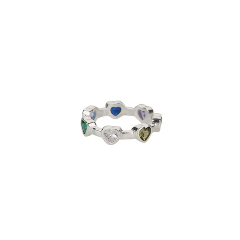 Charmy silver rainbow love-ring