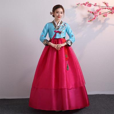 Korean Traditional Embroidered Palace Wedding Dance Costume for Women