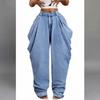 Women's Casual Pleated Vintage Flare Wide Leg Jeans Denim Pants for Everyday Wear