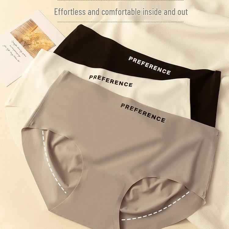 Women's Antibacterial Fitness Yoga Seamless Ice Silk Underwear with Cotton Crotch