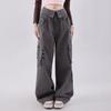 2024 Hong Kong-Style High-Waisted Slim Retro Overalls with Cuffed Design - Loose Fit Straight Pants for Spring and Fall
