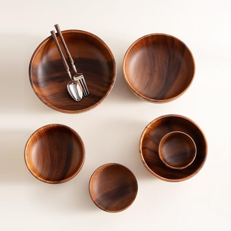 Durable Wooden Salad Bowl Cutlery Holder with Storage Practical for Kitchen Table Large Capacity Home Dining