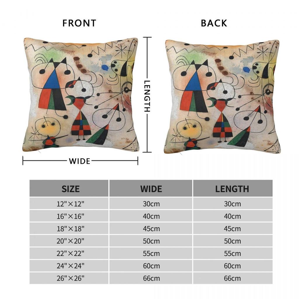 Joan Miró Square Pillowcase Polyester Linen Velvet Pattern Zip Decor Home Cushion Case 45X45
