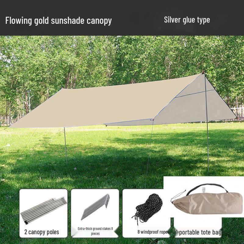 Butterfly-Shaped Sun Protection Camping Tarp Tent with Black Glue Coating - Full Set for Outdoor Picnics