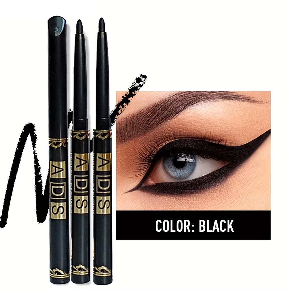 3 Adet Su Geçirmez ve Ter Geçirmez Siyah Eyeliner Kalemi - Uzun Süre Kalıcı Bulaşmaya Dayanıklı Cesur Göz Makyajı İçin, Mükemmel İçin Kolay Kaygan Formül