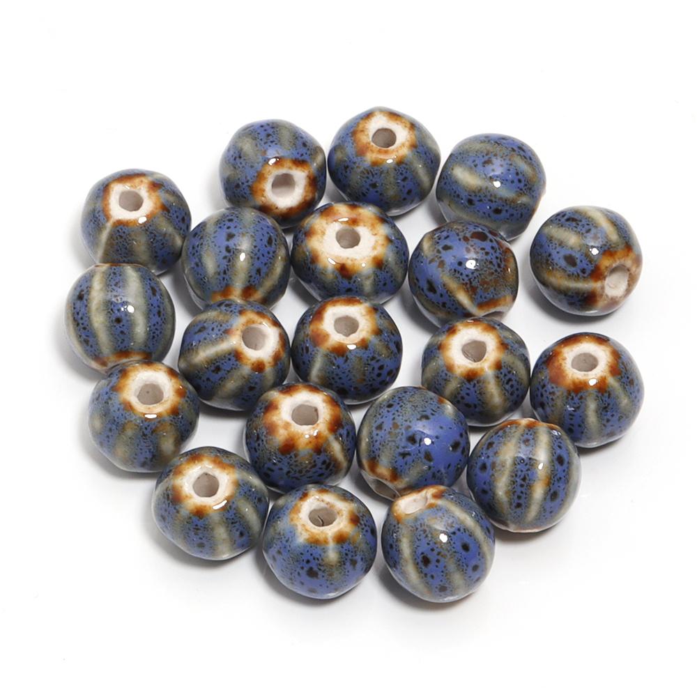 

20Pcs 12mm Pumpkin Shaped Striped Ceramic Beads Colorful Glazed Porcelain Bead For DIY Craft Charm Bracelet Necklace Accessories фіолетовий