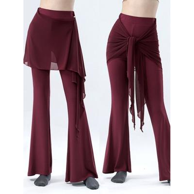 Women's Modern Dance Outfits, High-Waisted Skirt-Pants, Classical Dance Training and Posture Wear, Slightly Flared Pants
