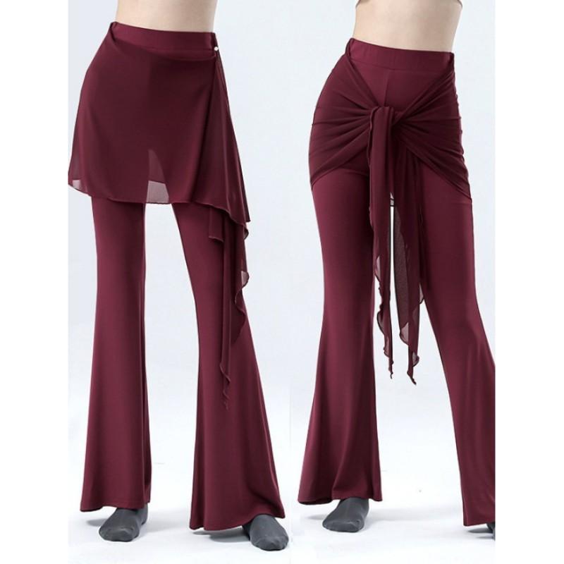 Women's Modern Dance Outfits, High-Waisted Skirt-Pants, Classical Dance Training and Posture Wear, Slightly Flared Pants