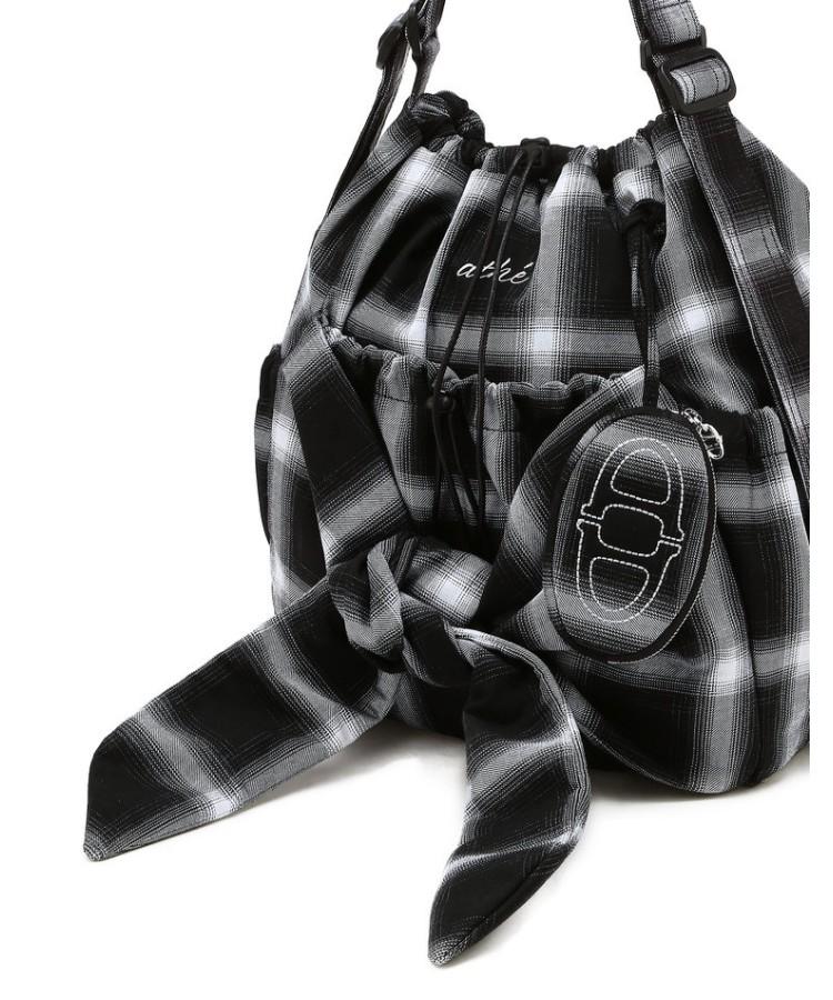 Athe Vanessabruno [Ruban] Black Check Ribbon Backpack And Shoulder Bag S Aaba6E915Bk