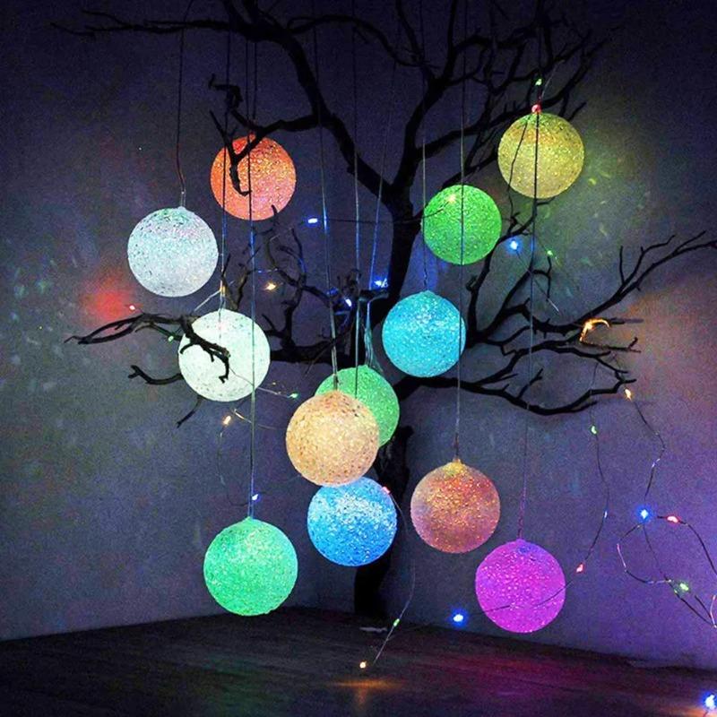 Solar Powered Wind Chime Ball Wind Chime Light LED Rainbow Gradient Outdoor Courtyard Decoration Pendant Light