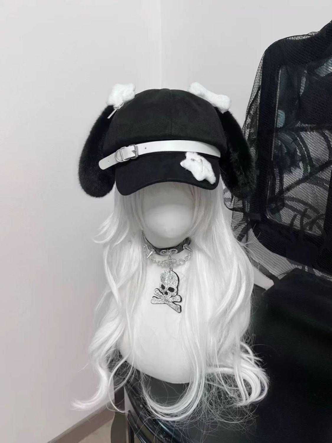Original Graue Welpenohr-Baskenmütze: Süßer Otaku Subkultur Hut Medium (56-58) gray