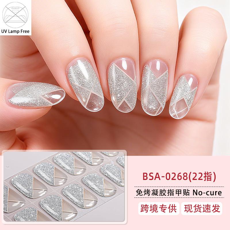 Leopard Print Gel Nail Art Sticker Waterproof Flash Ice Transparent Free Baking Lamp Nail Oil Film Nail Sticker