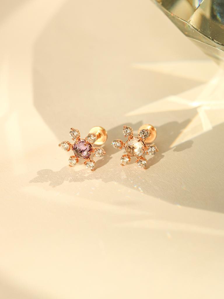 Minimalpiercing 14K Internal Flower Rose Cut Cubic Labret Piercing