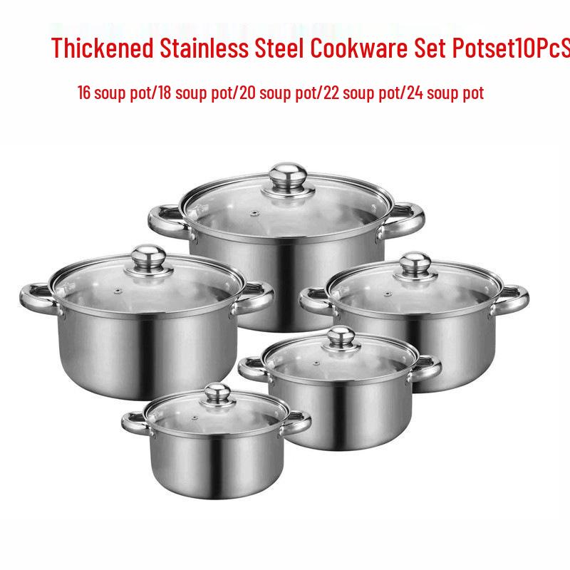 Набор посуды из нержавеющей стали, 14 предметов - Универсальные бытовые кастрюли для приготовления пищи