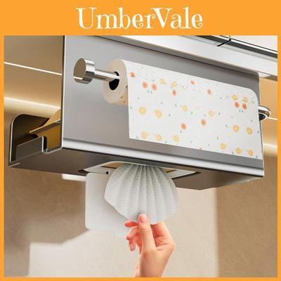 Kitchen Paper Towel Holder Storage Box With Hanging Design For Cabinet Organization