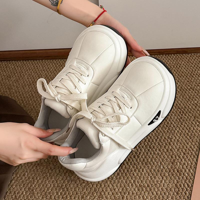

[Fanfna] 2025 new retro bread shoes platform limited white shoes lace up comfortable and versatile sports shoes 39 белый