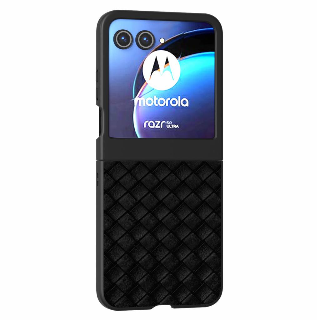 Für Motorola Razr 50 5G Hülle Gewebte Textur PU-Lederbeschichtete Hart-PC-Abdeckung