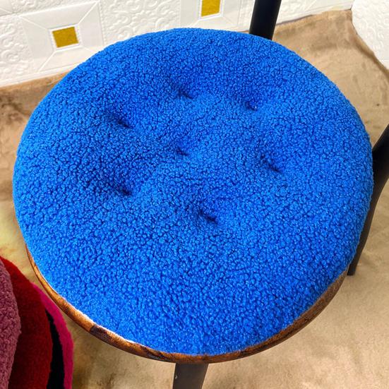Seat Cushion Round Futon Design Furry Short Plush Surface Extra Thick Chair Floor Cushion Anti-Slip Design Solid Color Chair Cushion