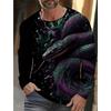Spring and Autumn Round Neck 3D Snake Pattern Printed Top Fashionable Casual Long Sleeved Men's T-shirts
