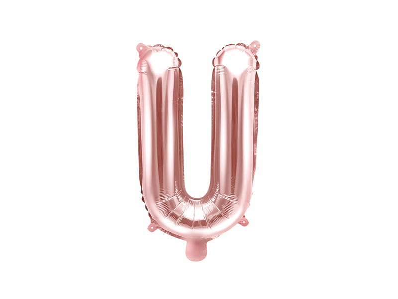 Balon Foliowy Litera "U" Różowe Złoto 35 Cm