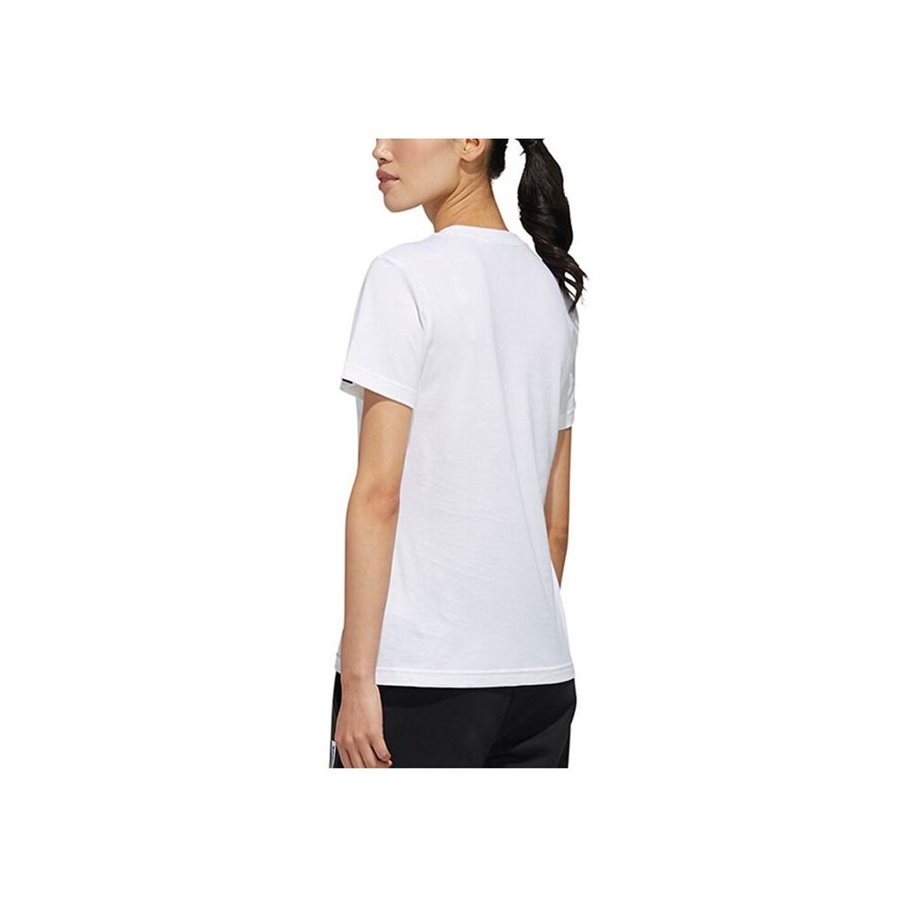 adidas Boxed Logo Solid Crew Neck Sports Short Sleeve T-Shirt Women Tops White FM6147