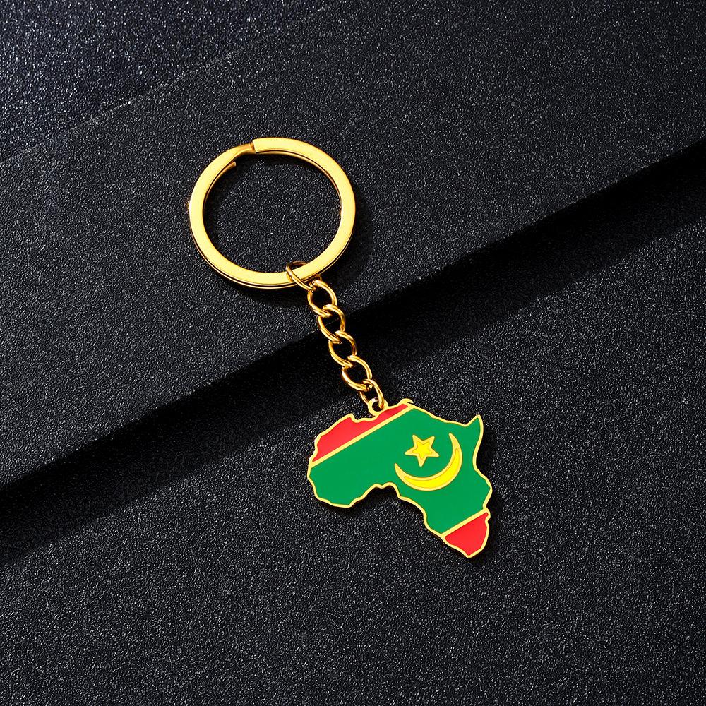 Portachiavi Premium in Acciaio Inossidabile con Ciondolo Mappa Bandiera Africa Ghana Nigeria Capo Verde Congo Uganda Regalo per Appassionati di Viaggi