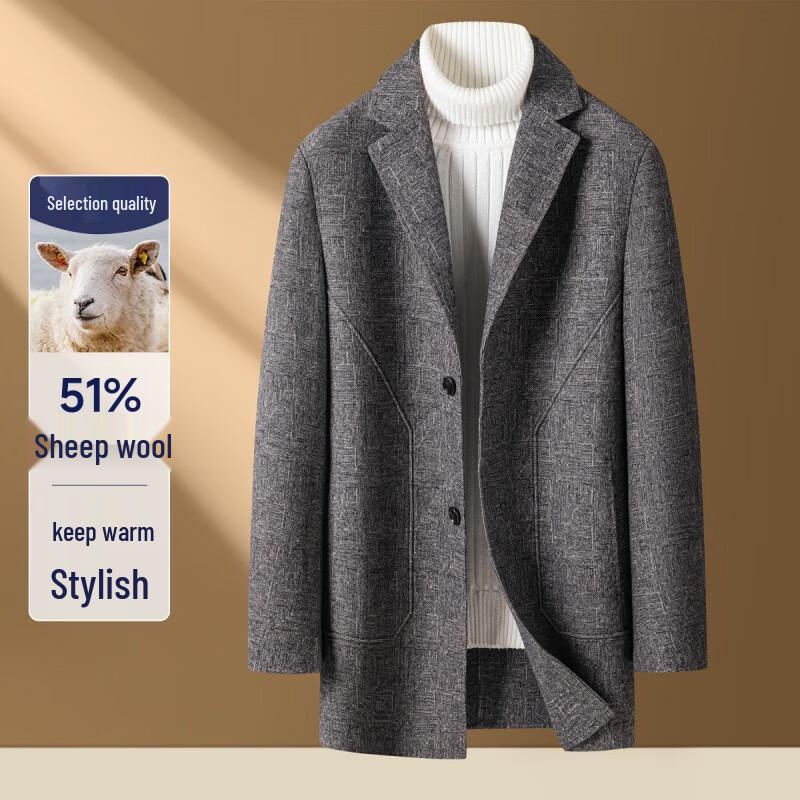 

Men s Wool Blend Mid-Length Overcoat 2XL