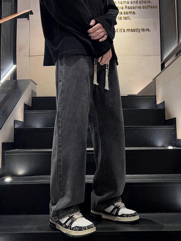 Dingfengbaoluo Retro Loose Fit Straight Leg Pants