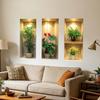 3Pcs 3D Flower Wall Stickers, Realistic Flowers Vase Wall Decals, Waterproof Self-Adhesive Potted Plants Stickers, Greenery Wall Stickers for Living