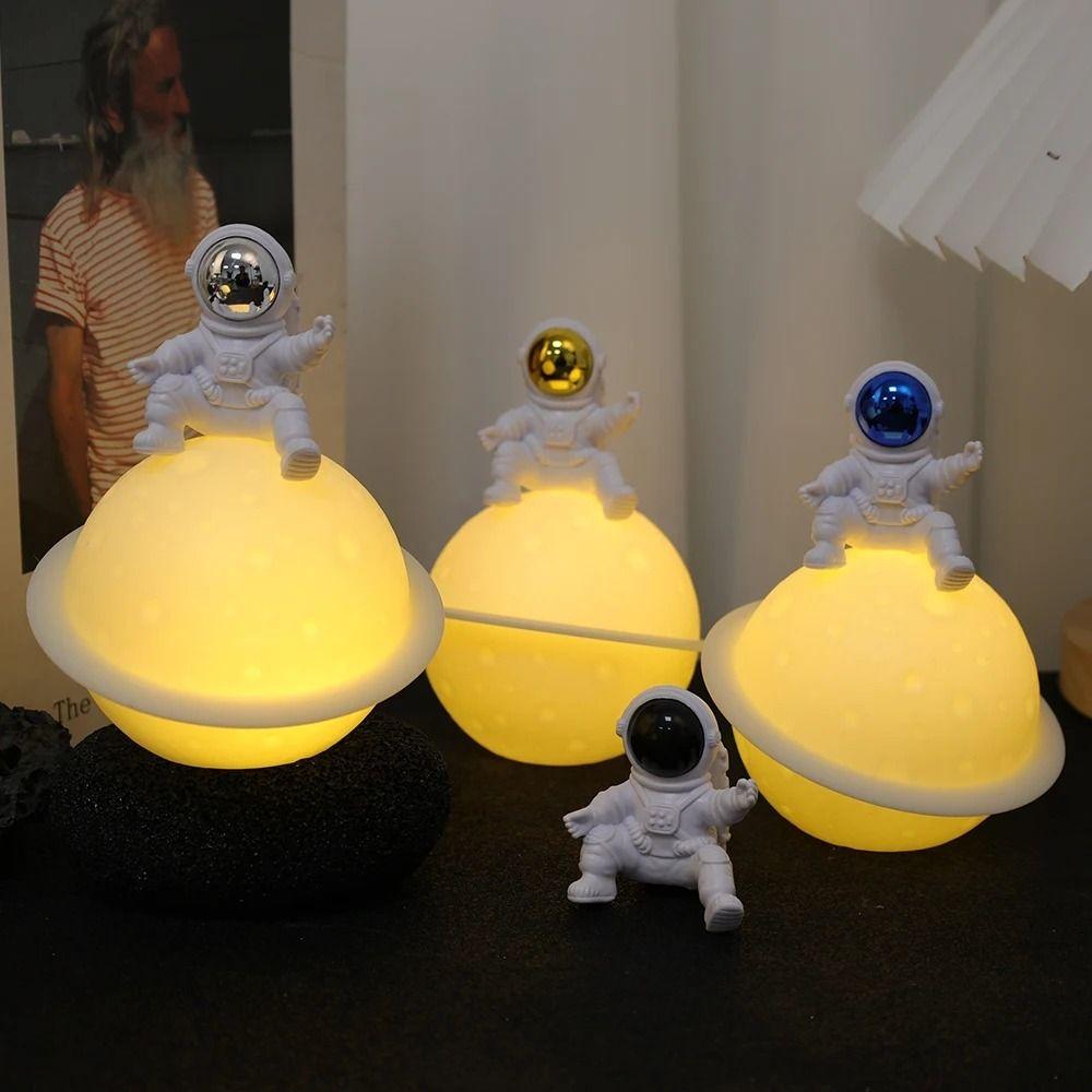 Portable Astronaut Moon Night Light Cartoon Bedside Light Desktop Luminous Planet Lamp  Gifts