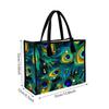 Peacock Feather Pattern Tote Bag Stylish Daily Carry Handbag for Women Trendy Portable Commuter Shoulder Bag