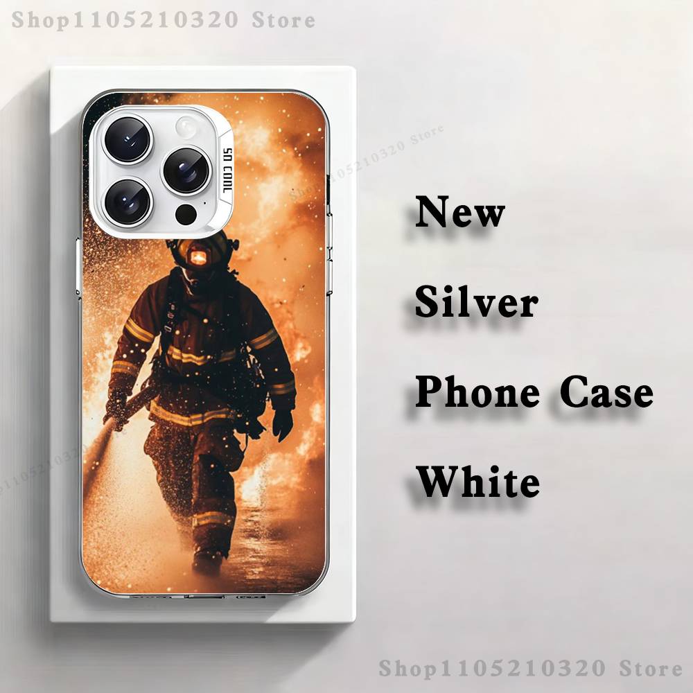 Fire Safety Firefighter Phone Case For iPhone 17,16,15,14,13,12,11,Pro,XS,Max,Plus,Mini,SE4,E white Matte Shockproof Cover