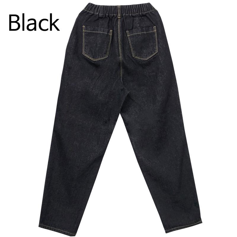 Jeans for Men Baggy Fit Elastic Waist Wide Denim Pants Korea Fashion