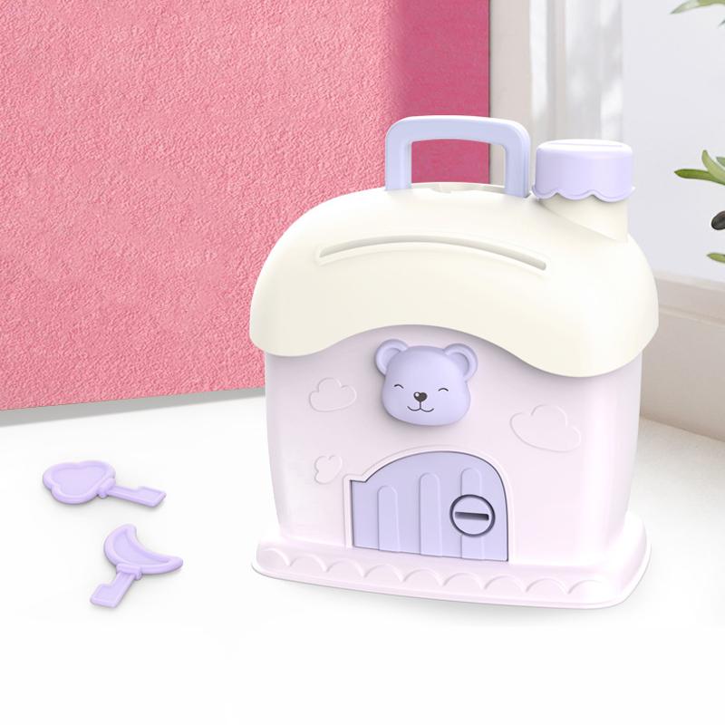 

Модный грибной домик копилка Креативная копилка с замком Безопасная копилка-банка с ключом Пластиковая копилка для монет Подарок для детей и взрослых