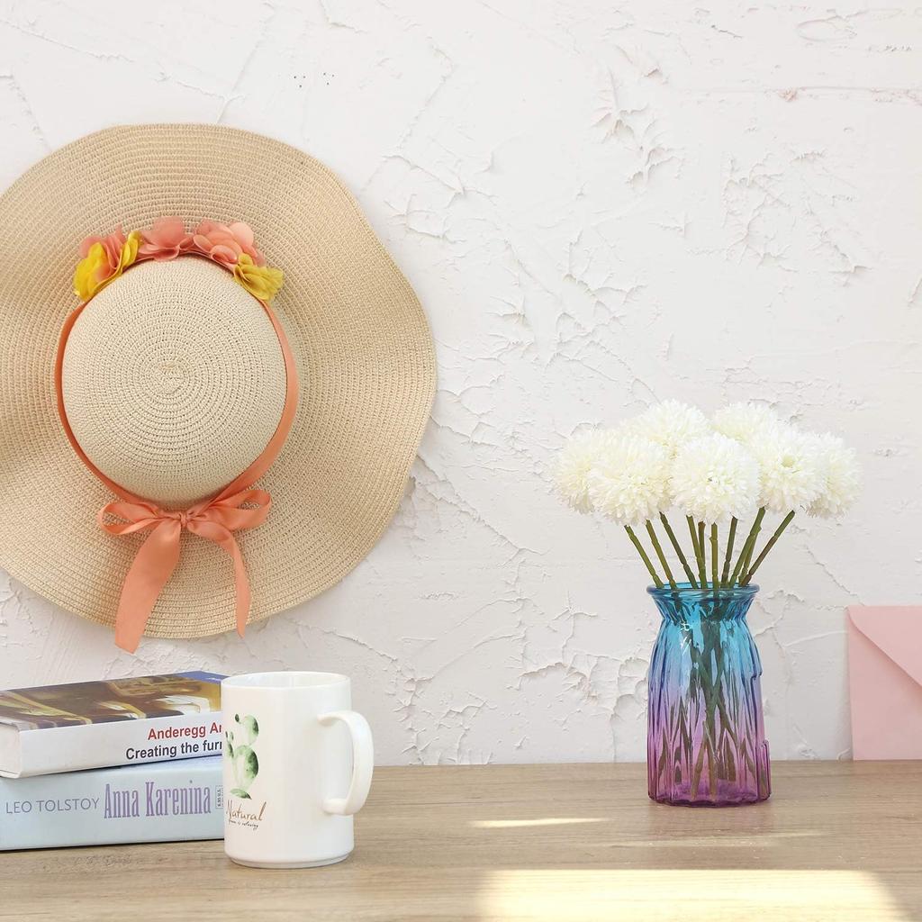 White Artificial Dahlia Flowers, Silk Plastic Fake Hydrangea Flowers Bunch Bridal Wedding Bouquet for Home Garden Party Wedding Decoration 10 Pcs