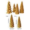 4 Pieces LED Golden Christmas Tree Statues Mini Desktop Tree Christmas Decorations Tabletop Christmas Tree For Living Room