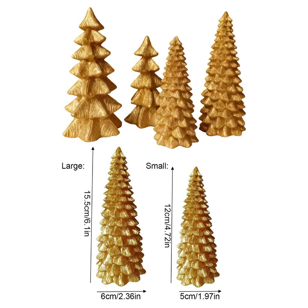 4 Pieces LED Golden Christmas Tree Statues Mini Desktop Tree Christmas Decorations Tabletop Christmas Tree For Living Room