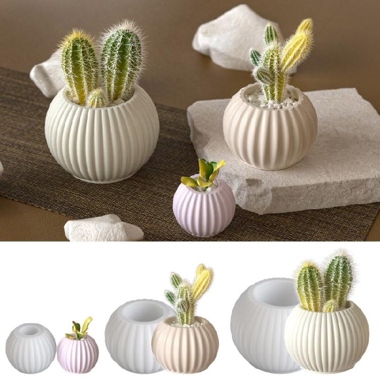 Striped Round Resin Mold Reusable Silicone Candle Cup Maker For Home Decoration Flower Pot Jewelry Organiser Crafting